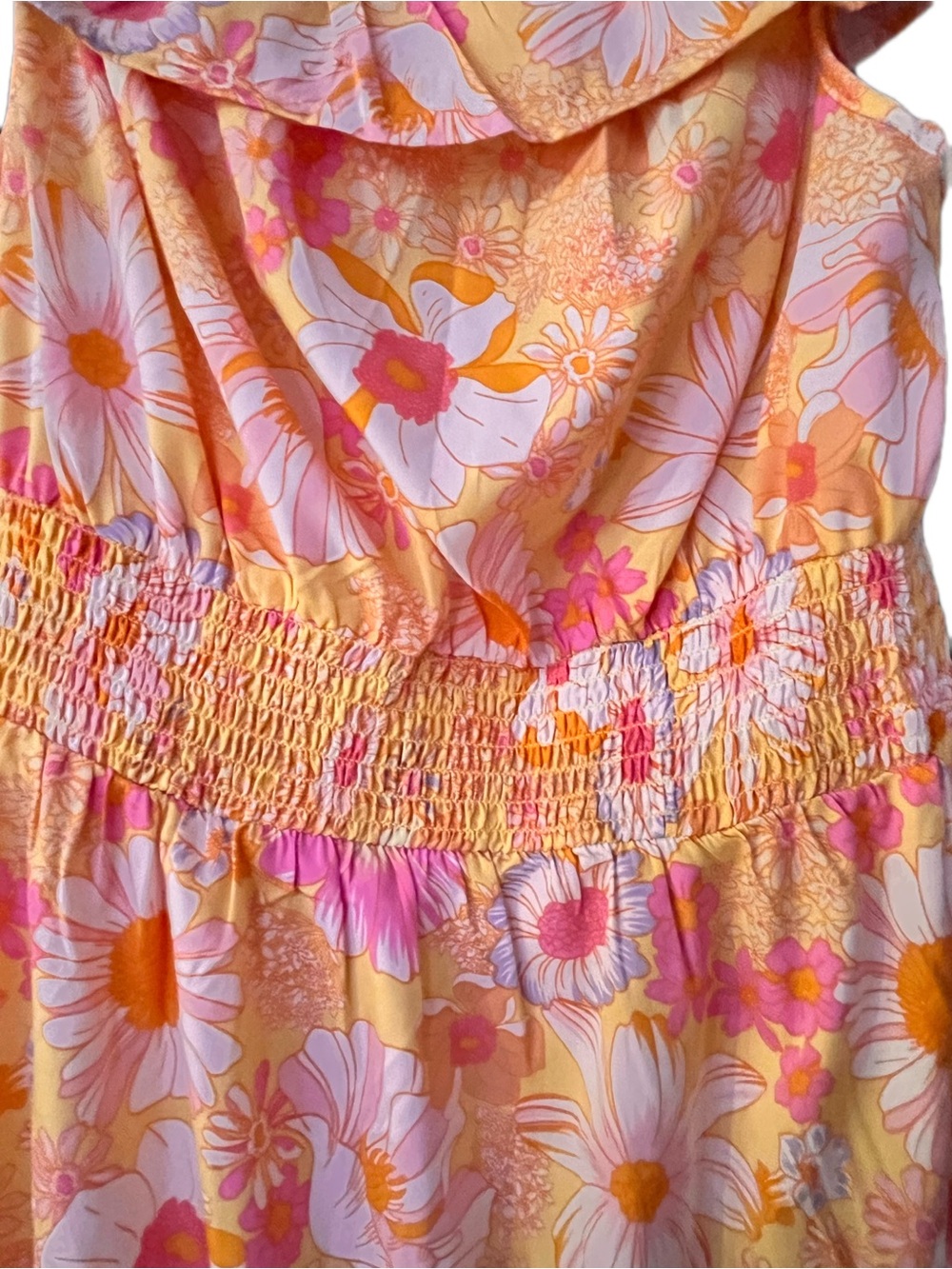NWT Boho Floral Bright Orange and Pink Indulge Dress Off the Shoulder Size Large - Picture 6 of 9